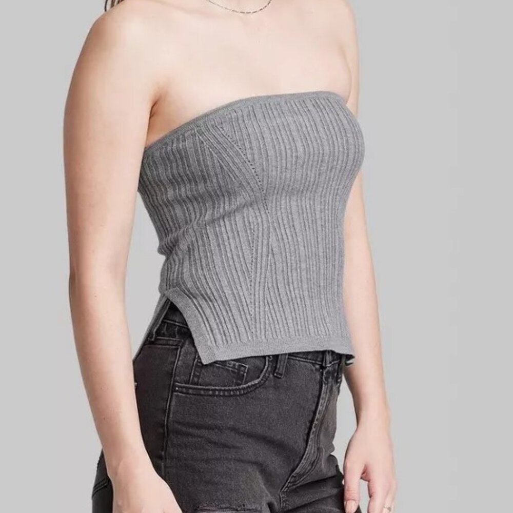 NWT Slate Gray Sweater Tube Top ~ Wild Fable XXS